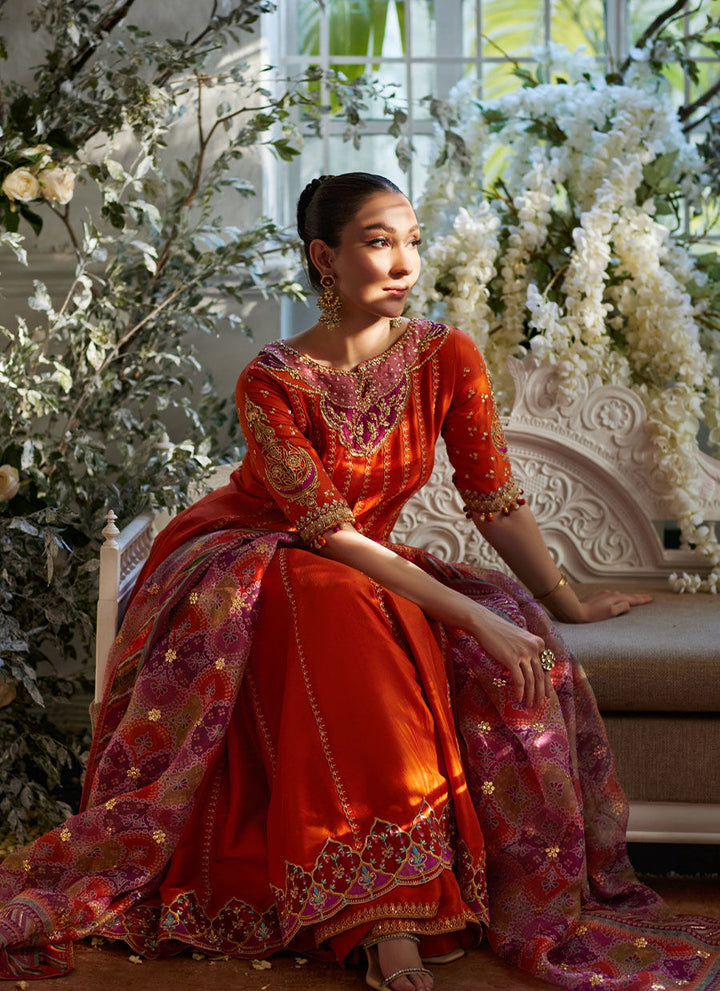 Kusum Burnt Orange Kalidaar and Dupatta - Farah Talib Aziz - Casual Suit - Pret - raniazara