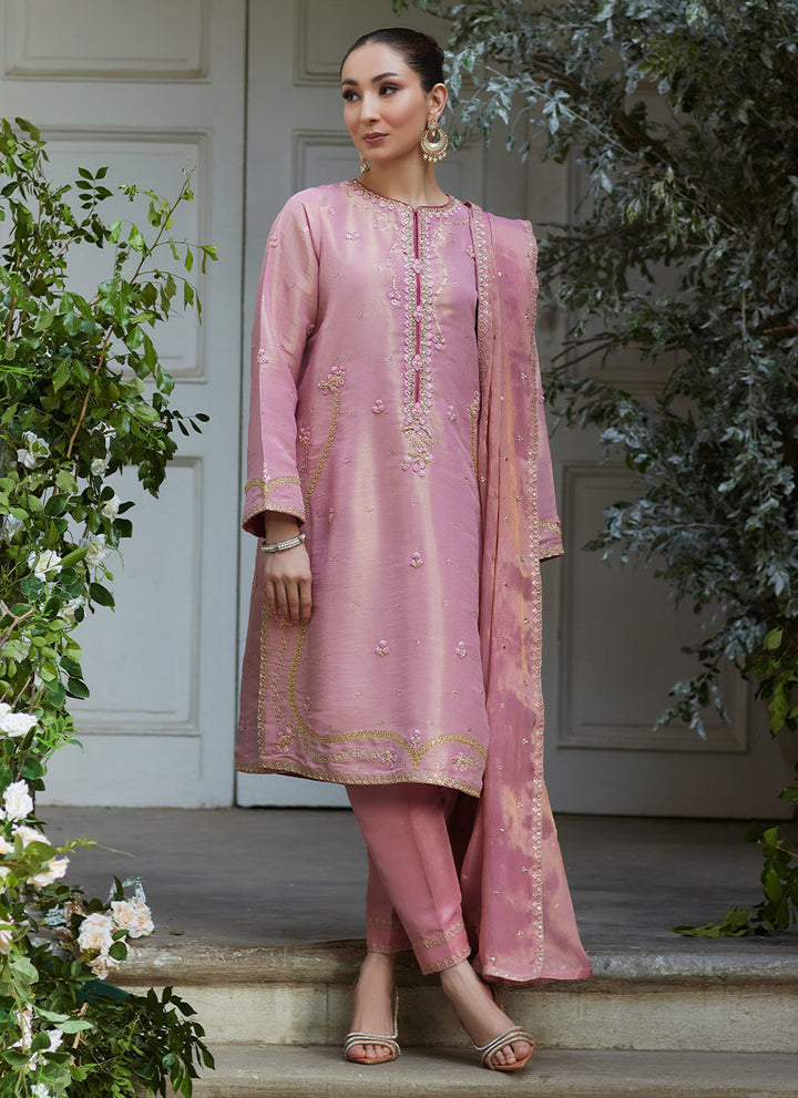 Cisel Pink Shirt and Dupatta - Farah Talib Aziz - Casual Suit - Pret - raniazara