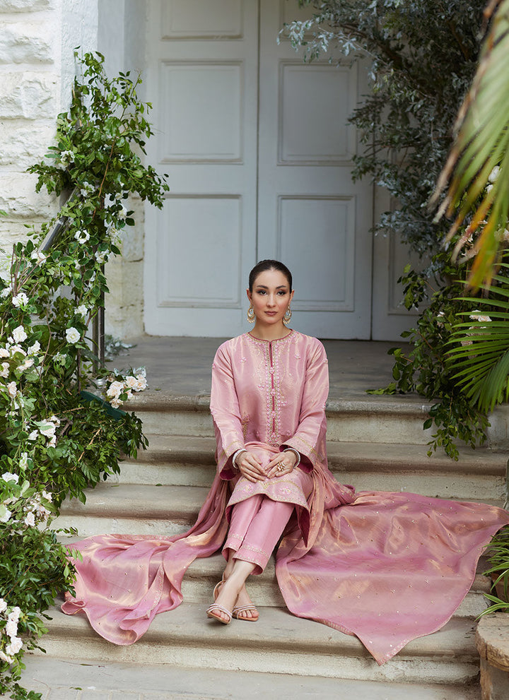 Cisel Pink Shirt and Dupatta - Farah Talib Aziz - Casual Suit - Pret - raniazara