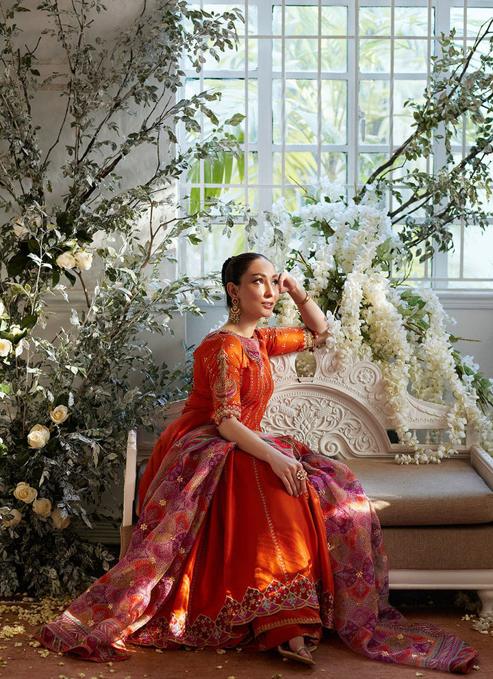 Kusum Burnt Orange Kalidaar and Dupatta - Farah Talib Aziz - Casual Suit - Pret - raniazara