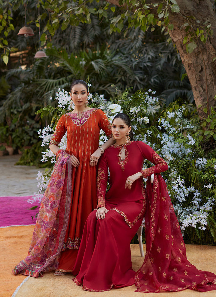 Kusum Burnt Orange Kalidaar and Dupatta - Farah Talib Aziz - Casual Suit - Pret - raniazara