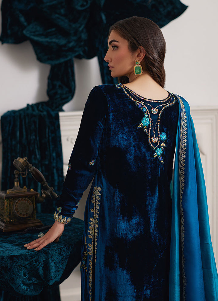 Dio Shirt And Dupatta - Farah Talib Aziz - Velvet Suit - raniazara