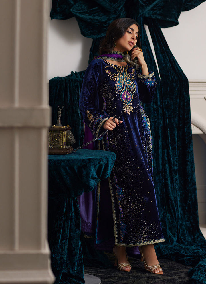 Edie Shirt And Dupatta - Farah Talib Aziz - Velvet Suit - raniazara