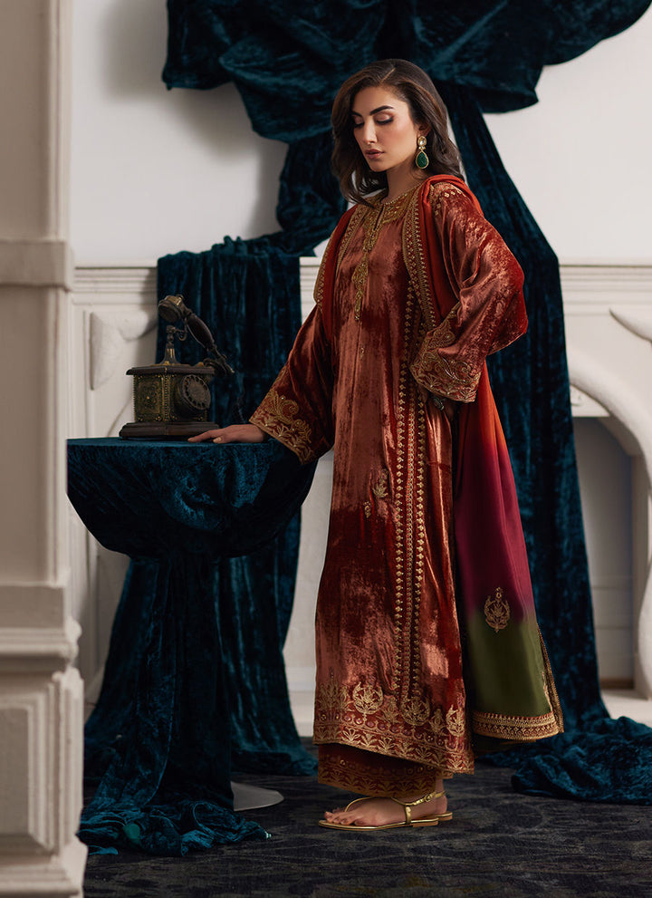 Graziela Shirt And Dupatta - Farah Talib Aziz - Velvet Suit - raniazara