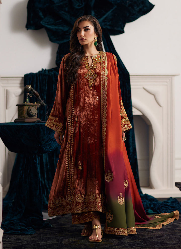 Graziela Shirt And Dupatta - Farah Talib Aziz - Velvet Suit - raniazara