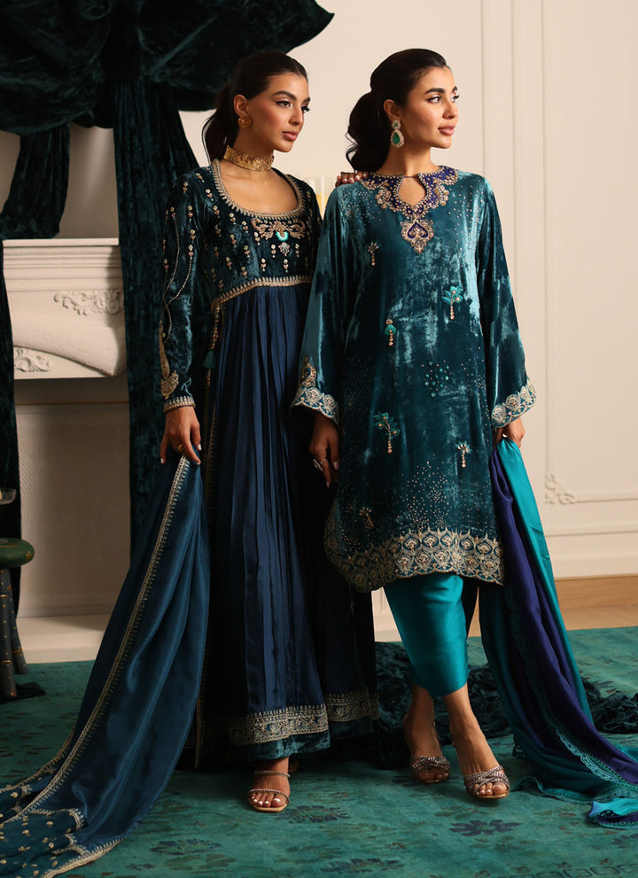 Stixx Shirt And Dupatta - Farah Talib Aziz - Velvet Suit - raniazara 