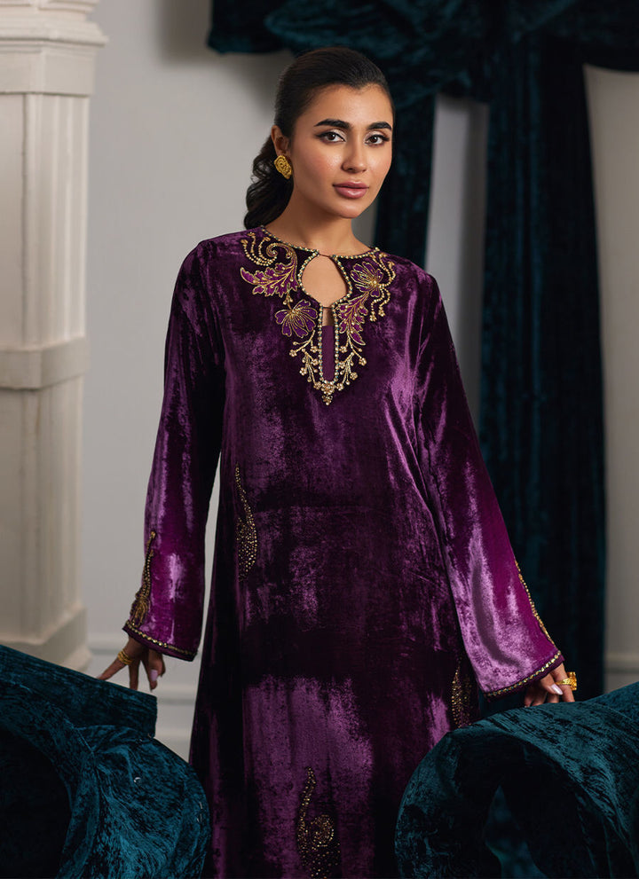 Nia Ombre Velvet Kaftan - Farah Talib Aziz - Kaftan Dress - raniazara