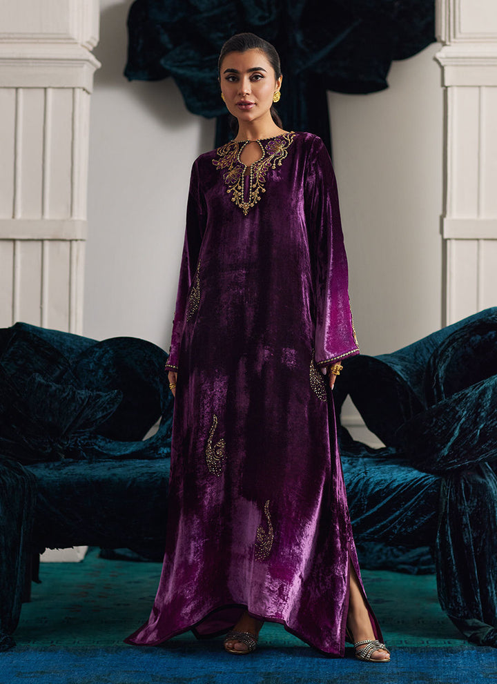 Nia Ombre Velvet Kaftan - Farah Talib Aziz - Kaftan Dress - raniazara