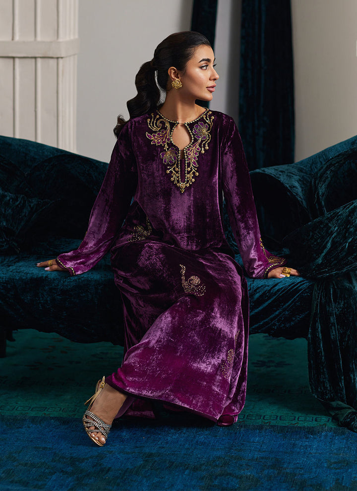 Nia Ombre Velvet Kaftan - Farah Talib Aziz - Kaftan Dress - raniazara