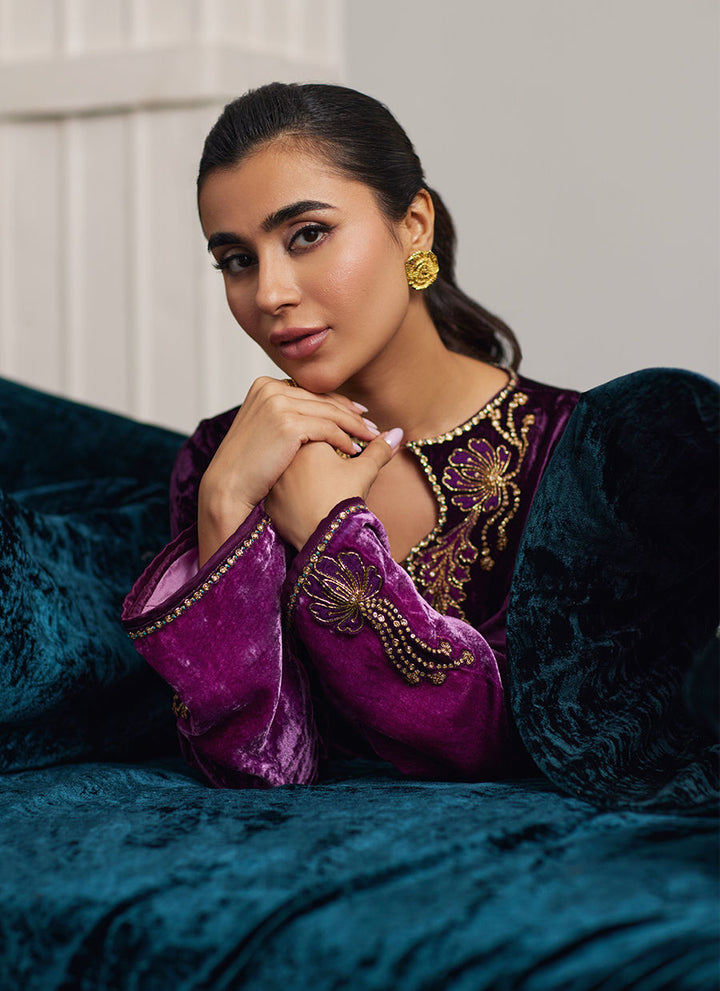 Nia Ombre Velvet Kaftan - Farah Talib Aziz - Kaftan Dress - raniazara