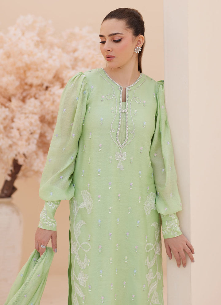 Serena Apple Green Embroidered - Farah Talib Aziz - Casual Wear - raniazara