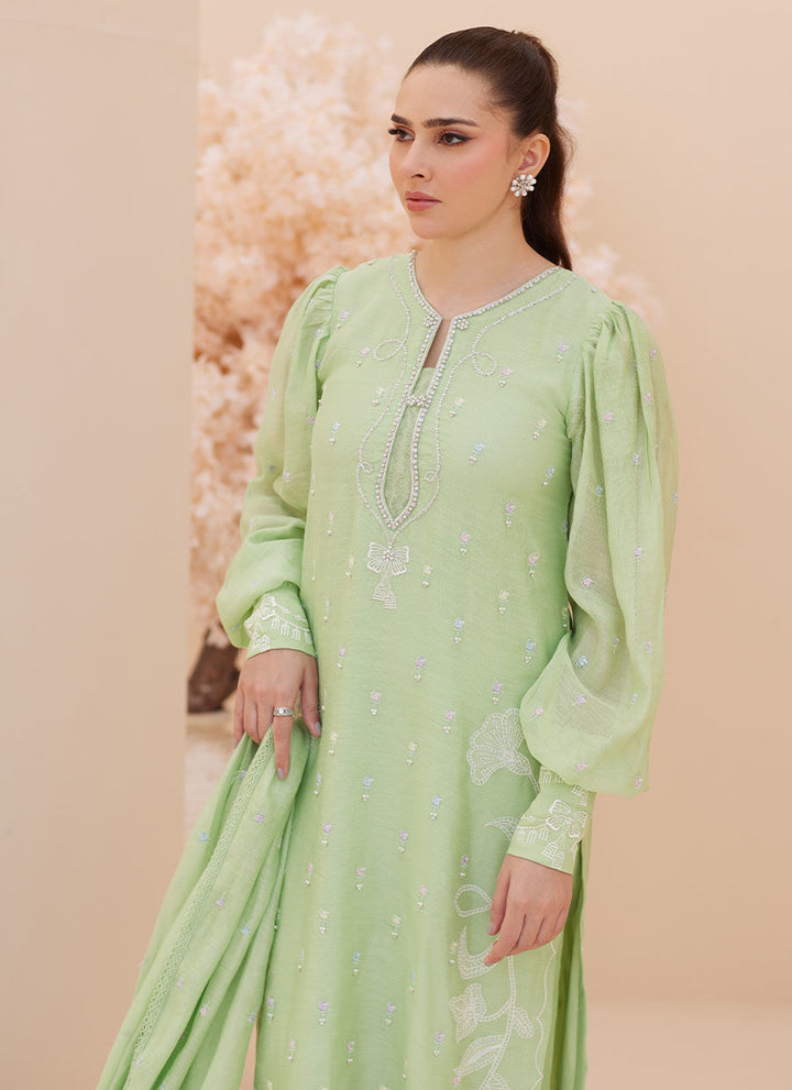 Serena Apple Green Embroidered - Farah Talib Aziz - Casual Wear - raniazara