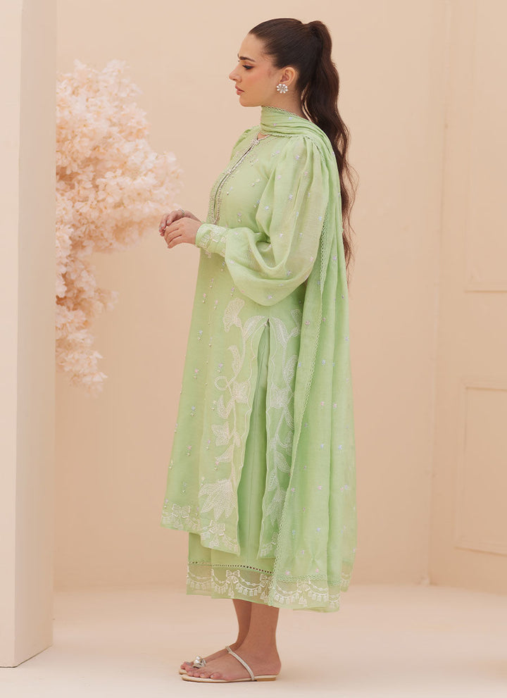 Serena Apple Green Embroidered - Farah Talib Aziz - Casual Wear - raniazara