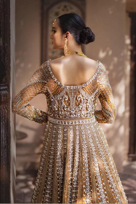 Classic Mustard and Silver Bridal Gown (B24-006) - Ayesha Shoaib Malik - Bridal - raniazara