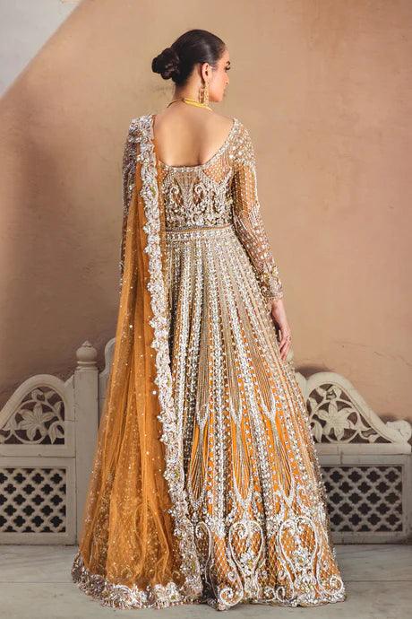 Classic Mustard and Silver Bridal Gown (B24-006) - Ayesha Shoaib Malik - Bridal - raniazara