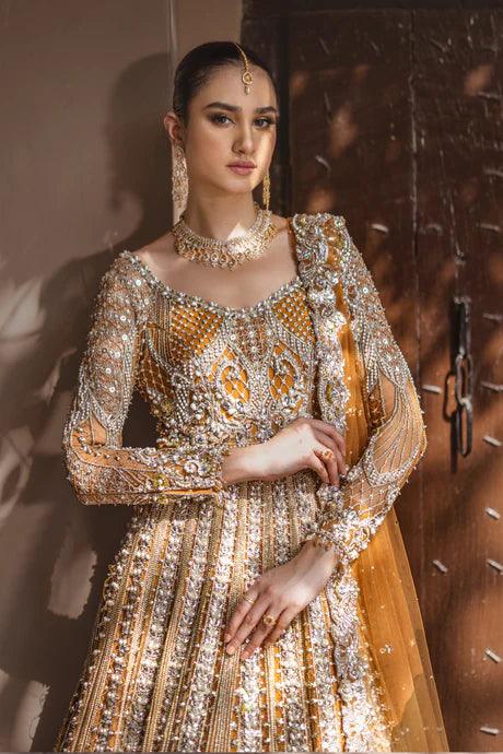 Classic Mustard and Silver Bridal Gown (B24-006) - Ayesha Shoaib Malik - Bridal - raniazara