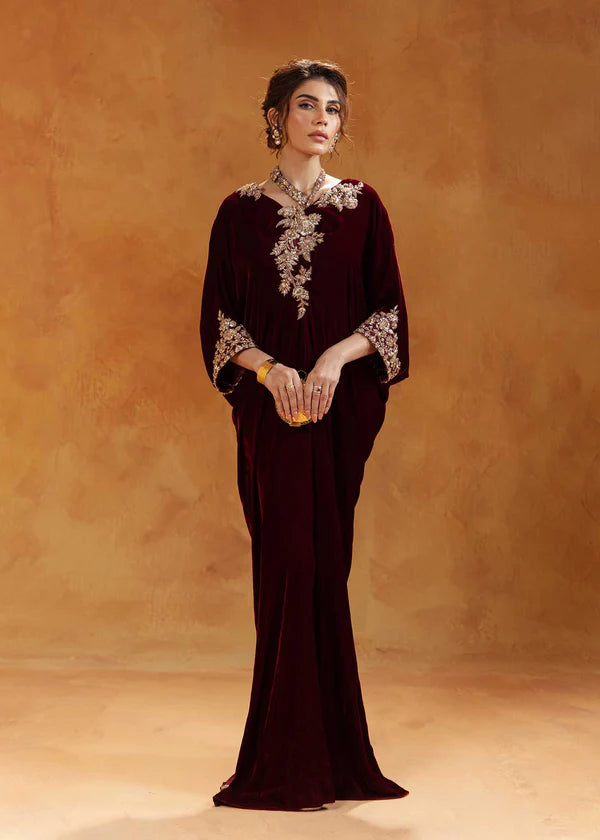 RIYA MAROON - Jeem - Kaftan Dress - raniazara