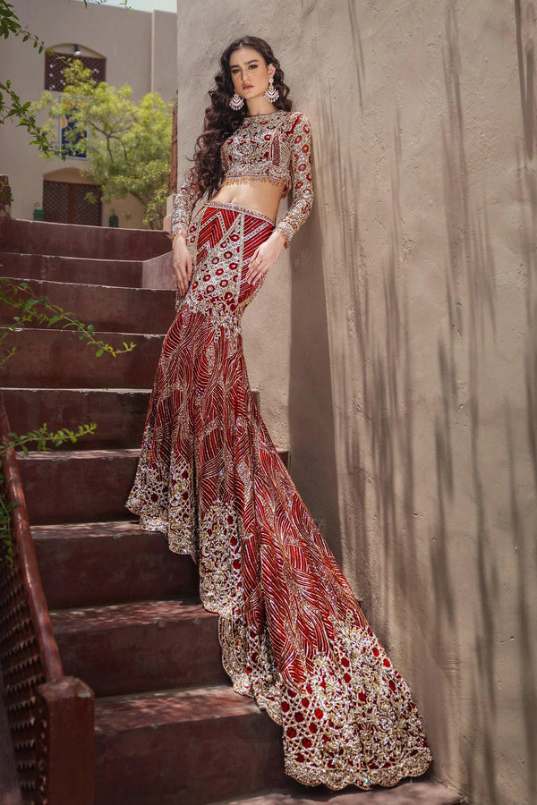 Mermaid Bridal lehanga with scalloped choli - Ayesha Shoaib Malik - Bridal - raniazara