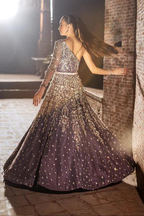 Lavendar and Silver Dreamy Maxi Bridal Gown - Ayesha Shoaib Malik - Bridal - raniazara