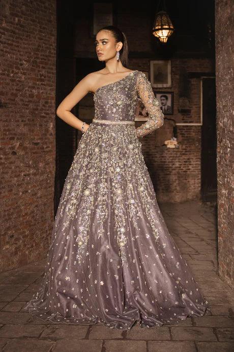 Lavendar and Silver Dreamy Maxi Bridal Gown - Ayesha Shoaib Malik - Bridal - raniazara