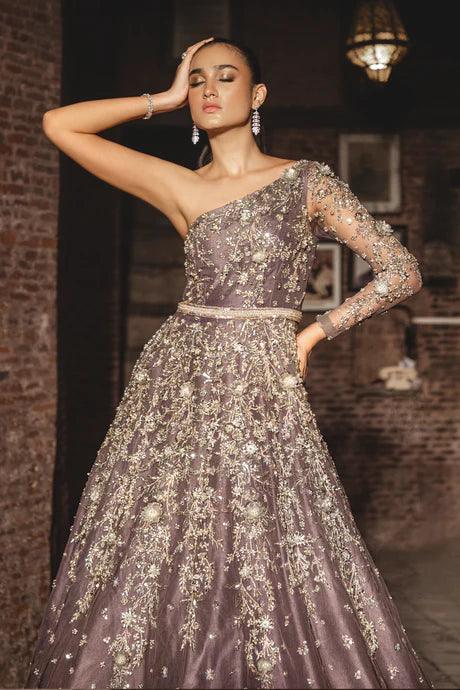 Lavendar and Silver Dreamy Maxi Bridal Gown - Ayesha Shoaib Malik - Bridal - raniazara