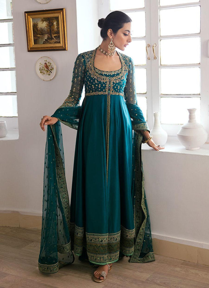 AFRA TEAL KALIDAAR AND DUPATTA - FARAH TALIB AZIZ - Pret - raniazara