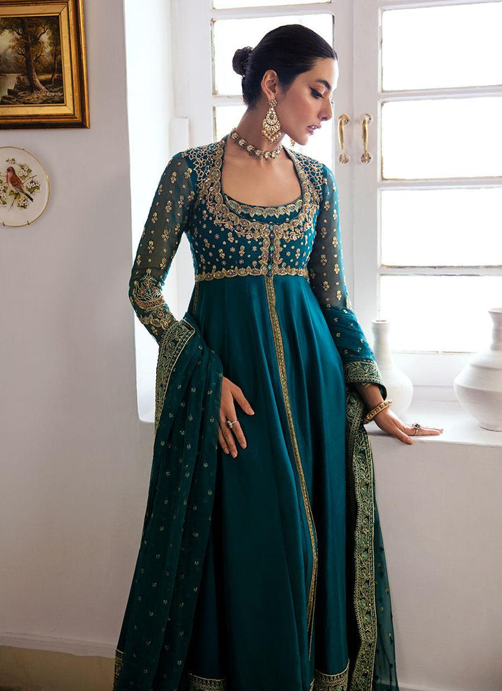 AFRA TEAL KALIDAAR AND DUPATTA - FARAH TALIB AZIZ - Pret - raniazara