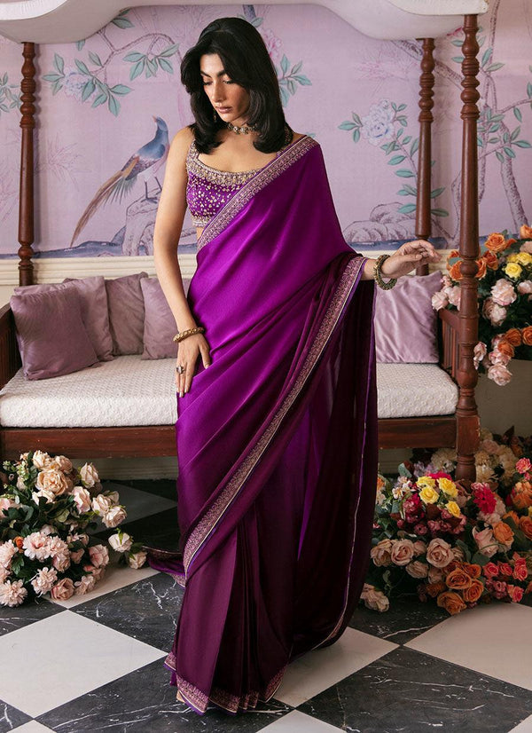 AIGUL AUBERGINE SAREE raniazarastudio