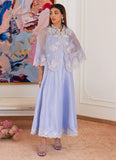 FLEUR LAVENDER EMBROIDERED RAW SILK SHIRT WITH CAPE