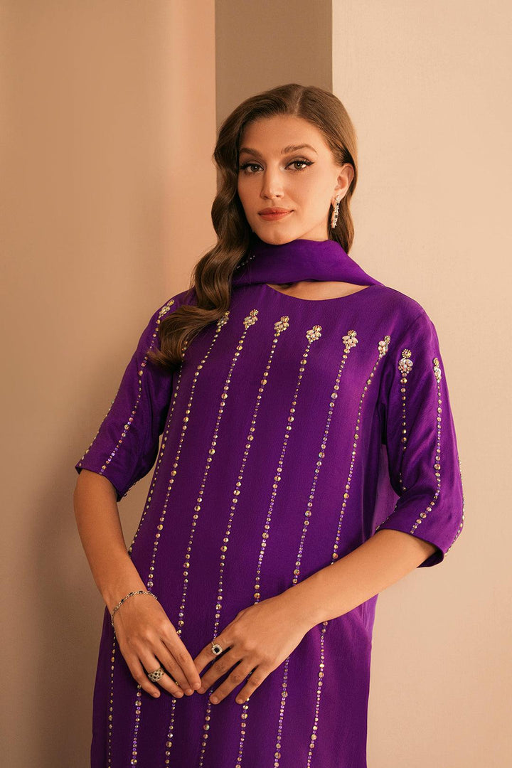 Purple Stripe Embellished Set raniazarastudio