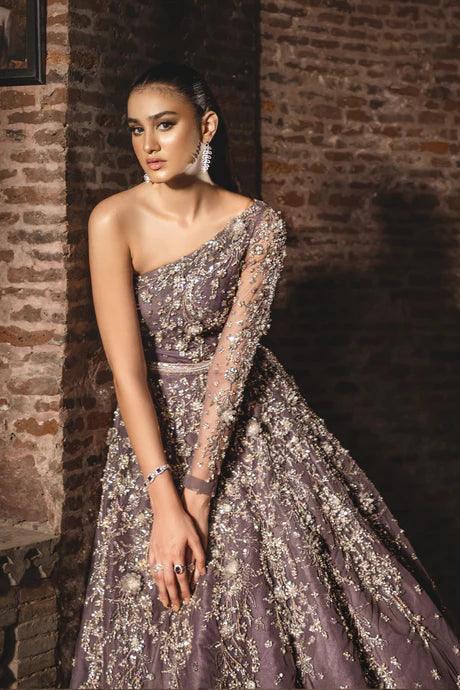 Lavendar and Silver Dreamy Maxi Bridal Gown - Ayesha Shoaib Malik - Bridal - raniazara