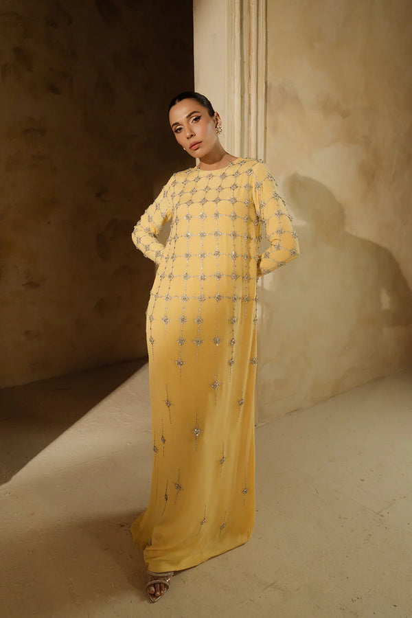 Wax Yellow Ombre Embellished Set - Lulusar