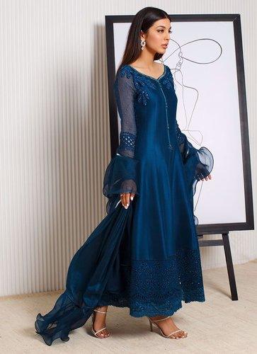 SAPPHIRE CUTWORK SHIRT AND DUPATTA - raniazarastudio