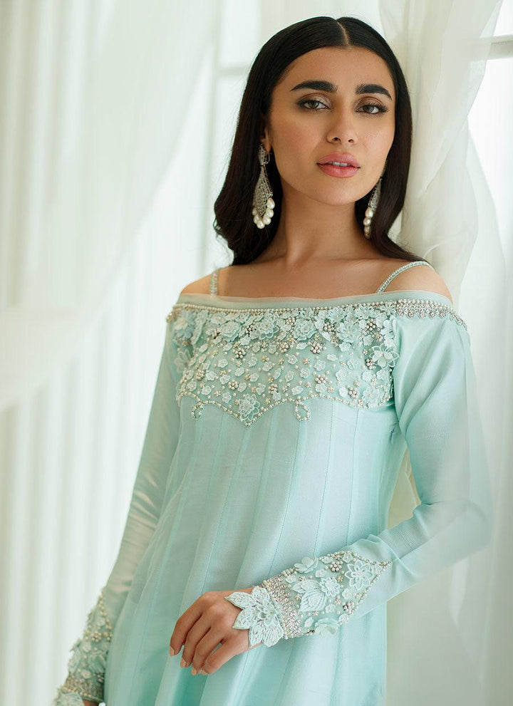 MYKONOS BLUE KALIDAAR AND DUPATTA - raniazarastudio