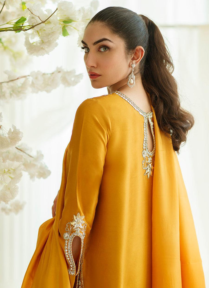 AMBER FOIL SHIRT AND DUPATTA - raniazarastudio