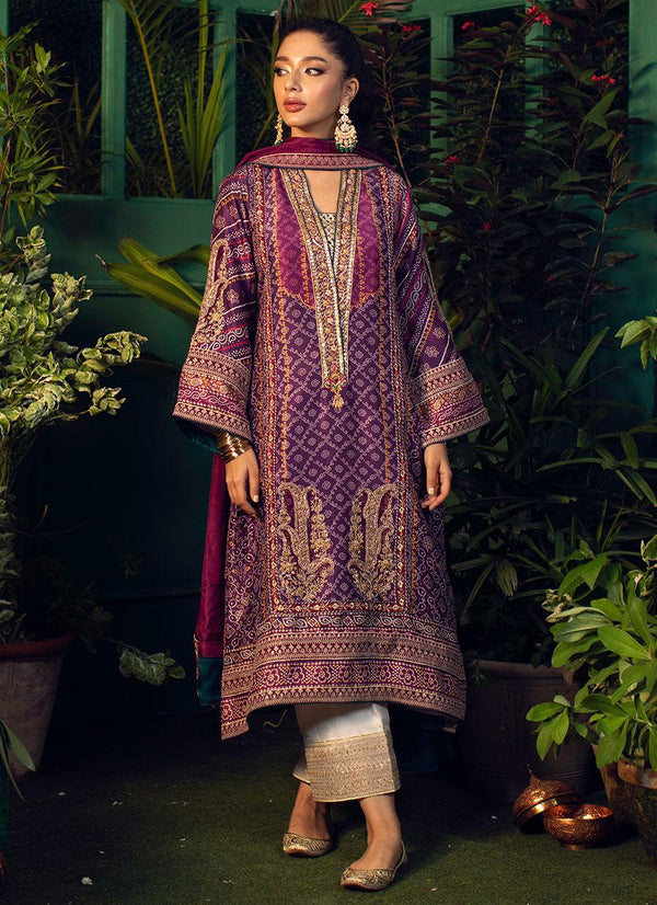 SETAREH PURPLE CHUNRI KURTA WITH PURE SILK OMBRE DUPATTA raniazarastudio