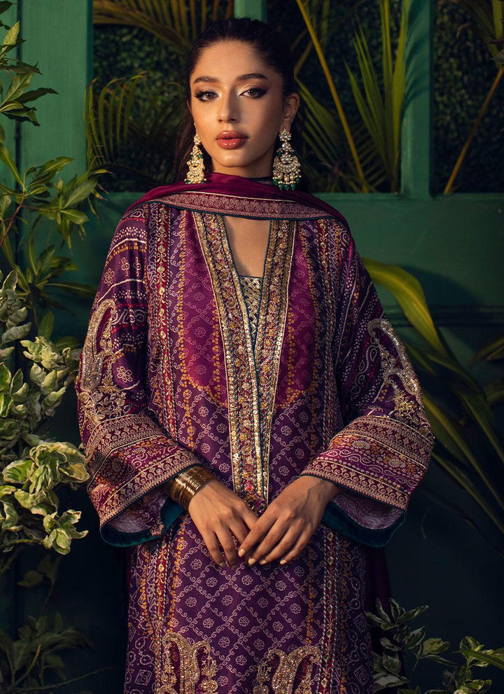 SETAREH PURPLE CHUNRI KURTA WITH PURE SILK OMBRE DUPATTA raniazarastudio