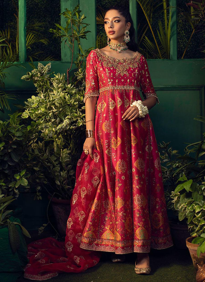 RANA SCARLETT KALIDAR WITH PURE ORGANZA BAALI EMBROIDERED DUPATTA raniazarastudio