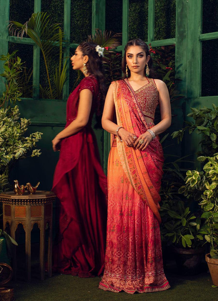 ROYA SCARLETT DRAPED LENGHA CHOLI raniazarastudio