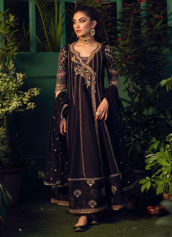 VEERA BLACK KALIDAAR ANGARKHA WITH SEQUENCE DUPATTA raniazarastudio