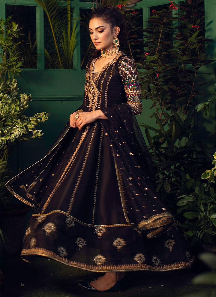 VEERA BLACK KALIDAAR ANGARKHA WITH SEQUENCE DUPATTA raniazarastudio