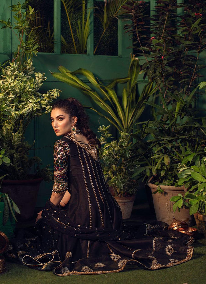 VEERA BLACK KALIDAAR ANGARKHA WITH SEQUENCE DUPATTA raniazarastudio