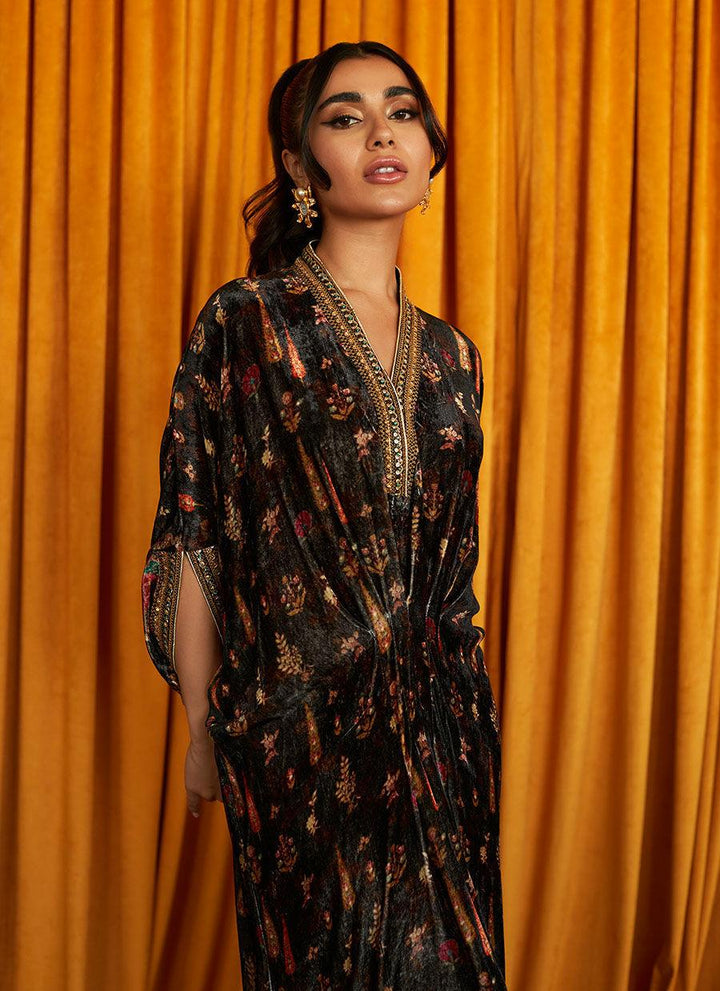 MARILYN PRINTED VELVET KAFTAN - FARAH TALIB AZIZ - formals - raniazara