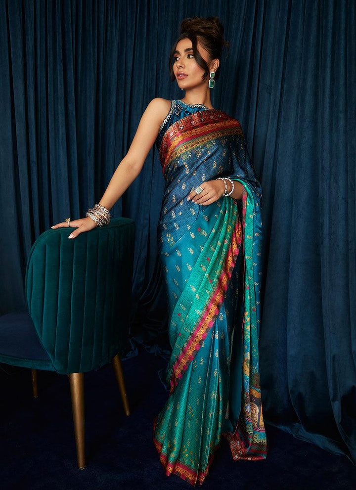 JULIA CHARMEUSE PRINTED SAREE raniazarastudio