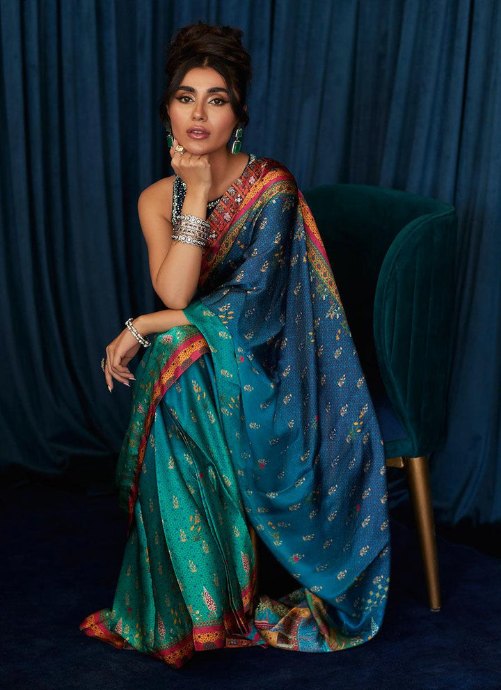 JULIA CHARMEUSE PRINTED SAREE raniazarastudio