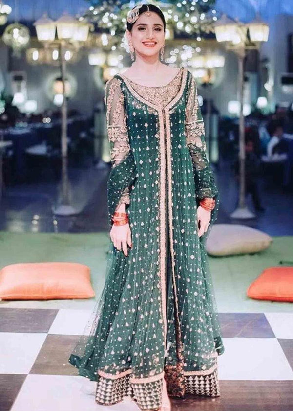 BOTTLE GREEN GOWN DRESS - Haris Shakeel - Formal - raniazara