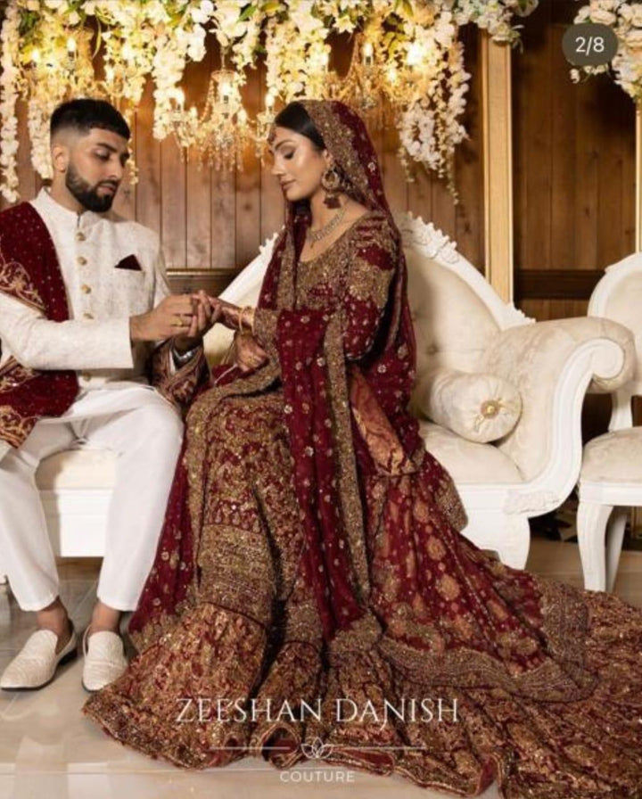 Deep Maroon Bridal - Shakeelz By Zeeshan And Danish - Bridal Lehenga - raniazara